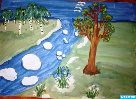 Рисование весеннего пейзажа поэтапно для дошкольников
