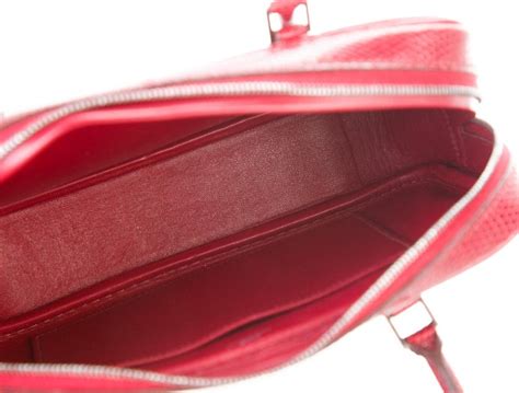 Hermes Red Lizard Exotic Leather Mini Plume Top Handle Evening Bag In