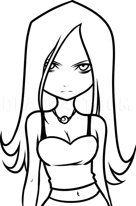 How To Draw A Manga Goth Girl By Dawn Dragoart Com Girl Drawing