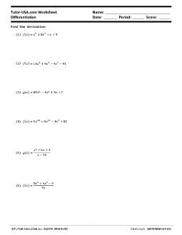 The teaching tools of derivative practice worksheet pdf are guaranteed to be the most complete and intuitive. Worksheet: Differentiation - Derivatives of Polynomials | Calculus Printable
