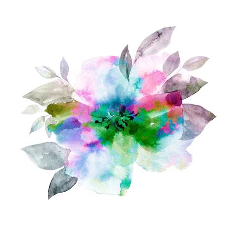 Premium Photo Single Colorful Flower Rainbow Watercolor Flower On