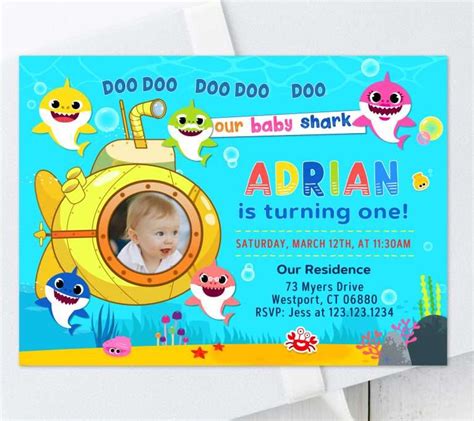 Baby Shark 1st Birthday Invitation Edit Online From Your Device