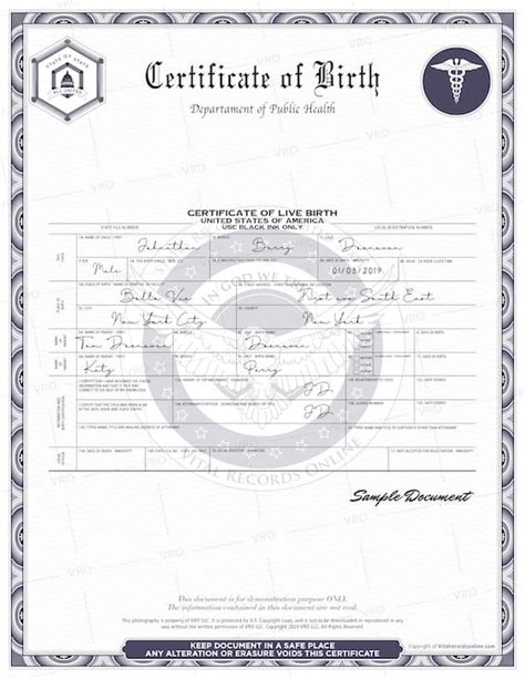 official new york birth certificate birth records copy