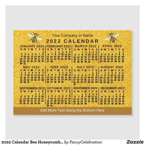 2022 Calendar Bee Honeycomb Custom Apiary Magnet Zazzle Bee