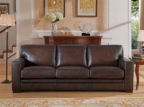 Buy Amax Chatsworth Sofa Chair 3 Pcs In Brown Top Grain Leather Online