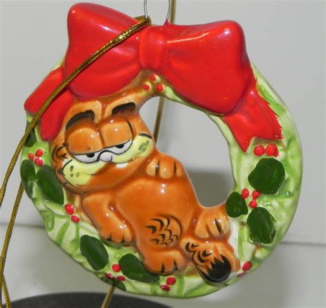 Vintage Enesco Garfield The Cat Christmas Ornament Etsy Cat