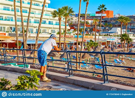 Spain Tenerife Adeje December 17 2018 Older Man Looks At The