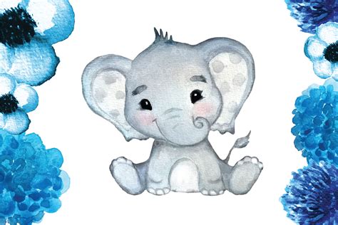 Watercolor Boy Elephant Clip Art In Vector Format Png Jpeg