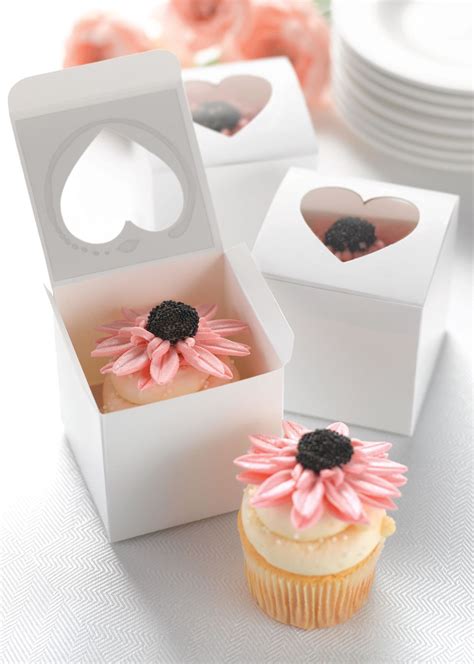 Cupcake Boxes With Heart Top Pink Frosting Wedding Bomboniere