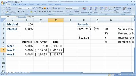 Finance Basics Compound Interest In Excel Youtube