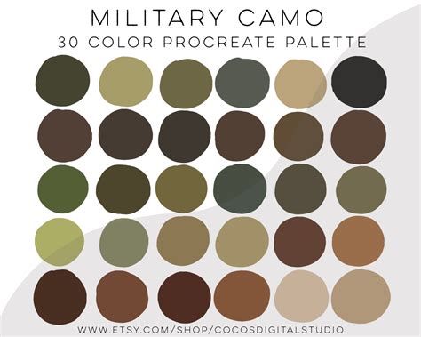 Military Camo Procreate Color Palette Army Camouflage Etsy Ireland
