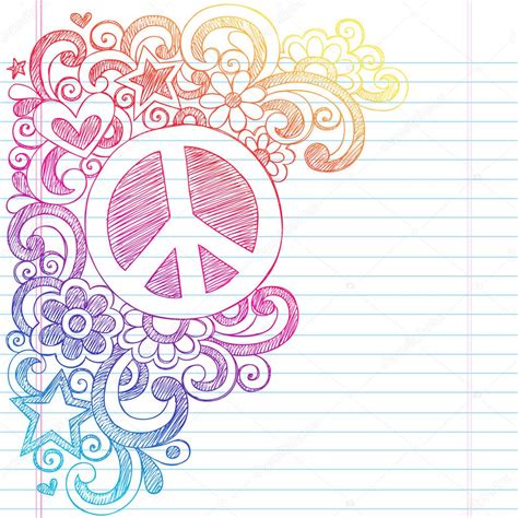 Peace Sign Sketchy Doodles Vector Illustration With