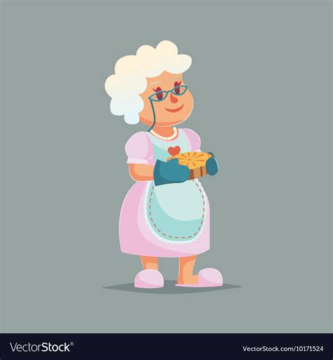 Cute Granny In Glasses Holding Pie Funny Cartoon Vector Image My Xxx Hot Girl