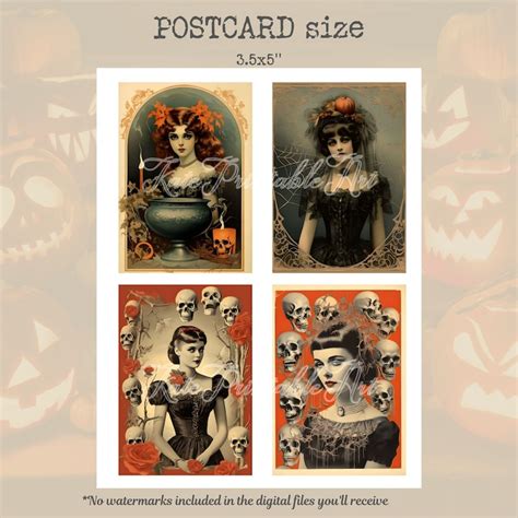 Vintage Halloween Postcards Spooky Halloween Junk Journal Etsy