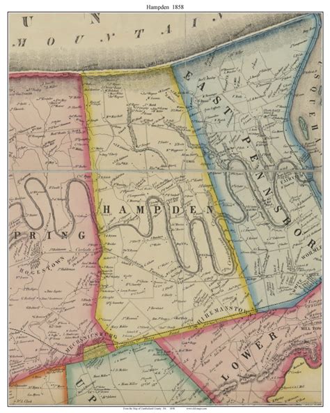 Hampden Township Pennsylvania 1858 Old Town Map Custom Print