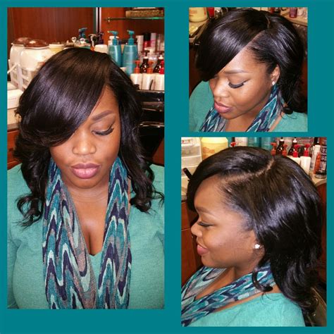 Full Sew In With Deep Side Part And Minimal Leave Out Yelp
