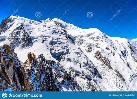 Snowy Mountains Chamonix Mont Blanc Haute Savoie Alps France Stock