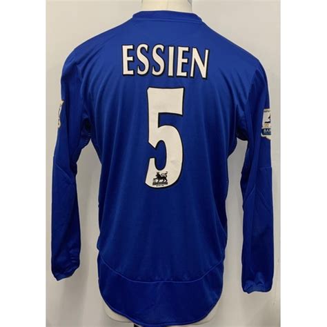 Chelsea 2005 2006 Essien Match Worn Football Shirt Blue Long Sleeve With Essien Number 5 To Rear