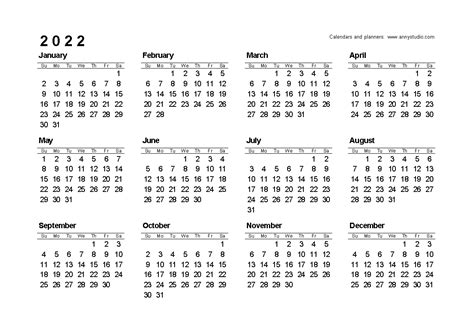 Printable Full Year Calendar 2022 Printable Calendar 2021