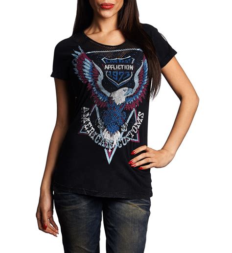 Affliction Womens High Beams Scoop Neck T Shirt Black Lava Aw11519