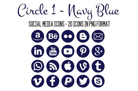 Social Media Icons Navy Icons Creative Market