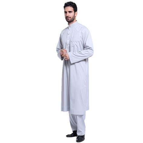 Muslim Middle East Saudi Arab Clothes Men Dubai Robe Costume Islamic