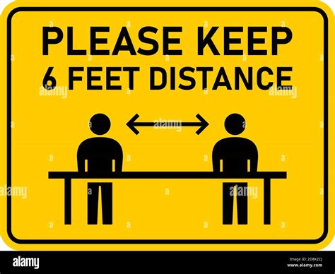 Please Keep 6 Feet Distance Horizontal Warning Sign Showing Socially