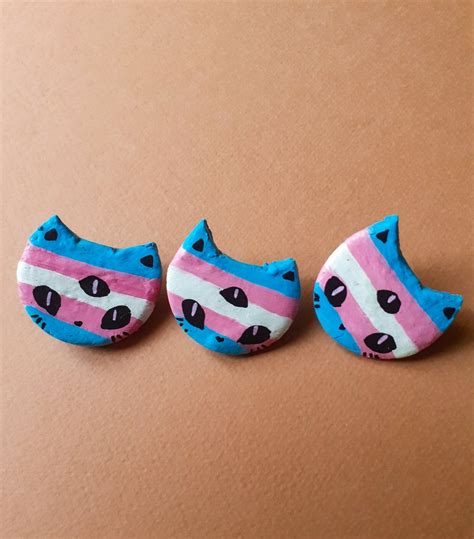Handmade Lgbt Pride Cat Head Pins Etsy