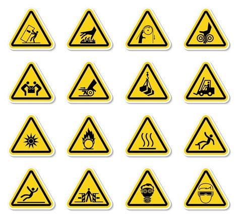 Warning Hazard Symbols Labels Sign Vector Art At Vecteezy