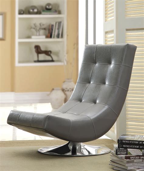 Trinidad Gray Swivel Accent Chair With Chrome Base Cm Ac6912gy