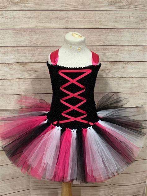 Rock Star Tutu Corset Dress Rocker Tutu Pink Black And White Etsy