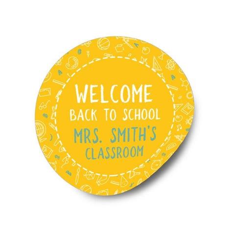 Back To School 2 Personalized Round Stickers Etsy In 2020 Sticker