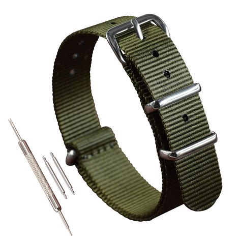 17mm Green Nato Strap Nylon One Piece Watch Strap Replacement For Small