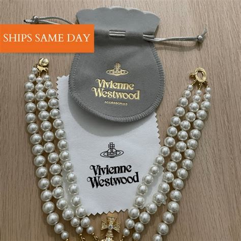 Vivienne Westwood Triple Pearl Necklace Gold Etsy