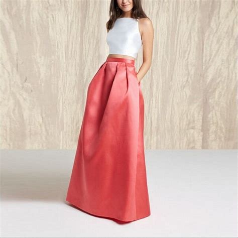 Chic Elegant Long Taffeta Skirt For Women Autumn Spring Zipper Style