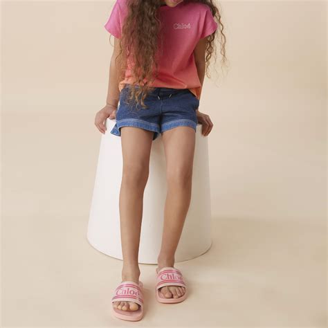 Chloe Girls Slide Sandals In Soft Pink Bambinifashion