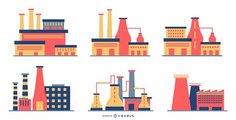 Flat Style Factory Design Set Vector Download