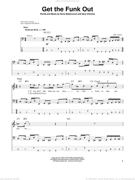 This is a general overview page to help you locate the specific sheet music or book related to playing a double (upright) bass. Extreme - Get The Funk Out sheet music for bass (tablature ...
