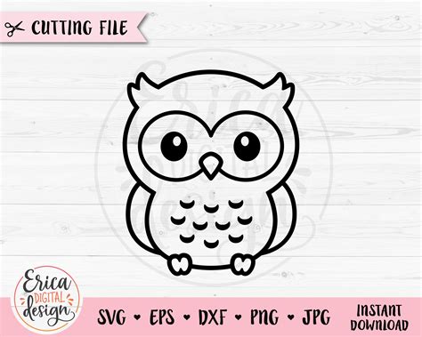 Owl Outline Svg Cute Owl Cut File Sweet Owl Baby Shower Boy Etsy