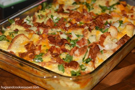 Arrange sausages and bacon on a rimmed baking sheet. Bacon, Egg, Cheese and Spinach Casserole - Hugs and ...