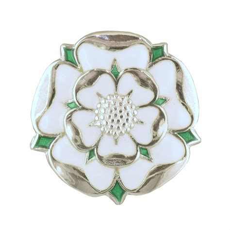 Silver White Rose Of Yorkshire Brooch 22mm