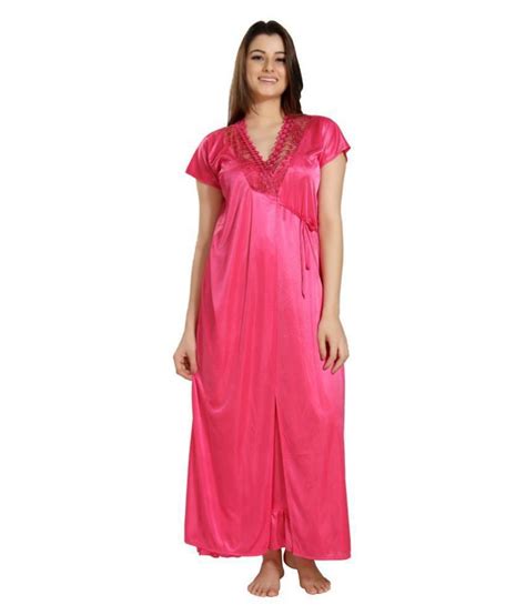 Buy Romaisa Satin Nighty And Night Gowns Pink Online At Best Prices In