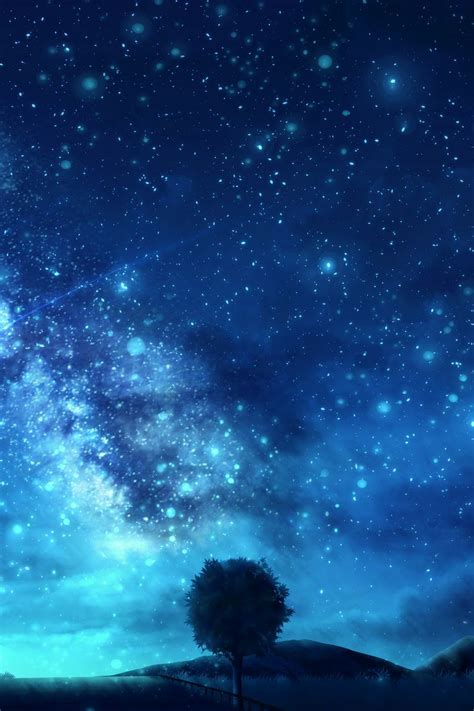 Download Wallpaper 800x1200 Tree Starry Sky Space Art Iphone 4s4