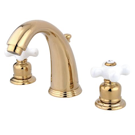 Kingston Brass Kb982px Victorian 2 Handle 8 In Widespread Bathroom Faucet Polished Brass