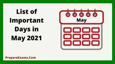 List Of Important Days In May 2023 Prepareexams
