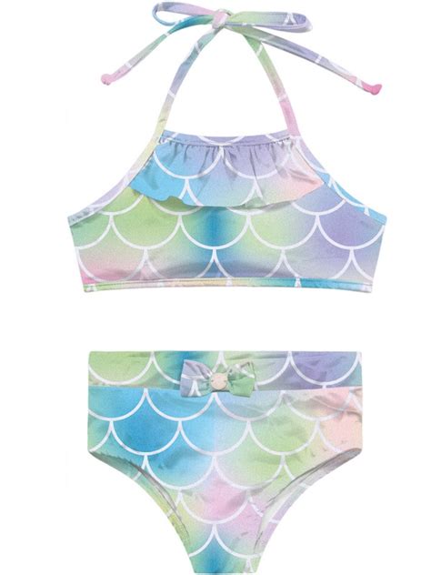 Biquíni Infantil Sereia Tie Dye Proteção Uv 50 Tam 4 A 10 Fakini