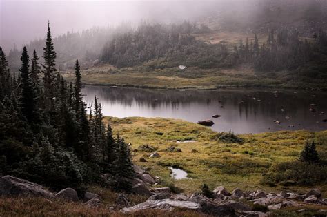 Wallpaper Colorado Usa Nature Lake Mist Landscape Forest
