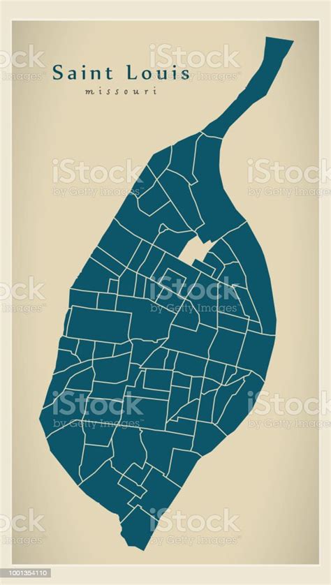 Modern City Map Saint Louis City Of The Usa With Neighborhoods Stock