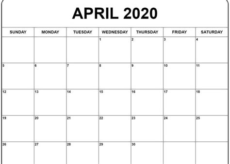 Blank April 2020 Calendar With Different Design Printable Calendar