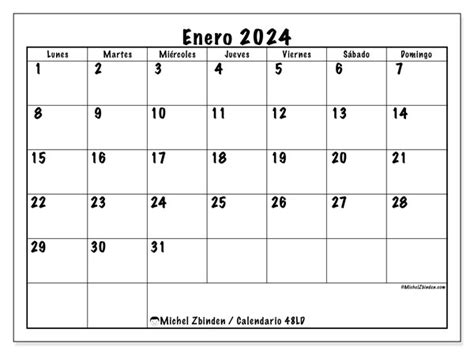 Calendario Enero 2024 Escuela Ld Michel Zbinden Pr